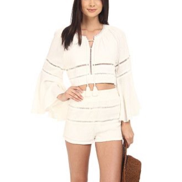 Free People Mi Corazon High Rise Crochet Ladder Lace Shorts Ivory Cream XSmall - Picture 2 of 15